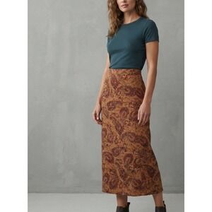 Michele Paisley Boho Earthy High Waist Maxi Skirt 8P